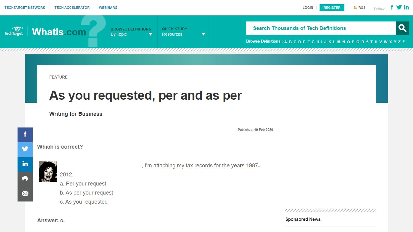 As you requested, per and as per - WhatIs.com